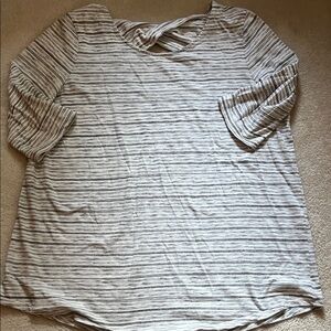 Jjill is large Striped Gray Women's Top 3/4 sleeve